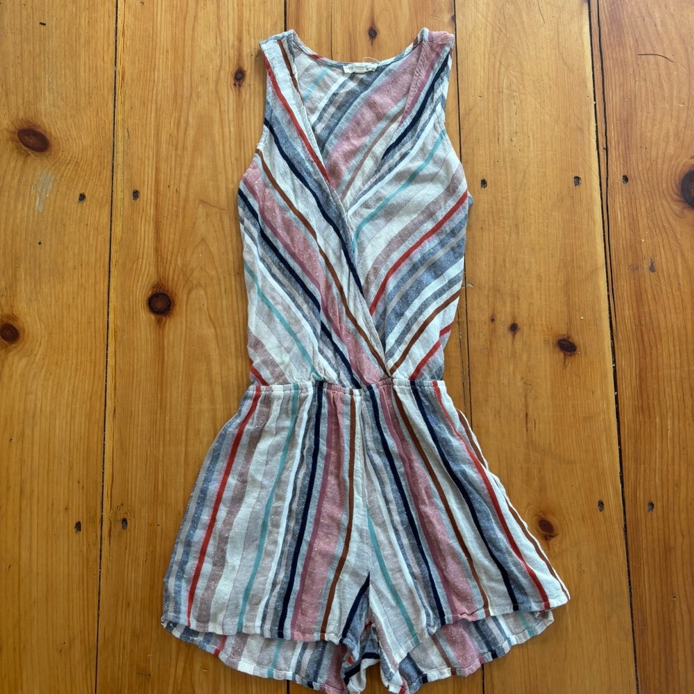 Rebellion Striped Romper Size S Boho Surplice Lightweight Summer